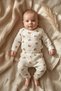 Ecru Dotted Bear Patterned 100% Double Cotton Baby Boy Set 3-9 Months - 3