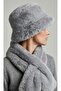 Women's Soft Plush Bucket Hat and Scarf Set - Adjustable Imported Fluffy Winter Set - 3