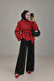 High Collar Red Belted Trench Coat