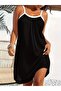 Women's viscose dress with round neck and strap detail