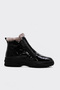 Genuine Leather and Fur Black Crocodile Women's Classic Boots 240Kza2704-1