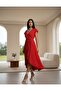 Women's Short Sleeve Double Breasted Collared Belted Waist Midi Aerobin Dress - 2