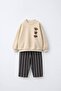 Boys' Cotton 3-Ply Dog Printed Sweat Suit with Checked Bottom and Top Set 2-8 Years - 4