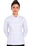 Alpaca Fabric Long Sleeve White Trilliant Dot Patterned Fold-Over Cuff Professional Women's Chef Jacket - 3