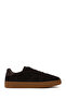 Men's Brown Lace-Up Thick Soled Suede Leather Sneaker Wm660016Ds
