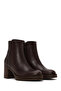 Women's Brown Zippered Crocodile Patterned Platform Thick Heeled Leather Boots Wf170027Dk - 2