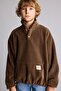 Oversize Snap Fastener High Collar Kangaroo Pocket Fleece Basic Sweatshirt for Boys I8493A826Wn - 3