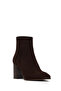 Women's Brown Zippered Thick Heeled Suede Leather Boots Wf210010Ds - 8