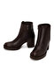 Women's Brown Zippered Crocodile Patterned Platform Thick Heeled Leather Boots Wf170027Dk - 5