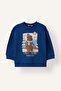 Winter Themed Bear Printed Oversize Soft Furry Thick Sweatshirt for Baby Boy I4370A526Cw