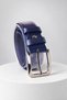 Men's Navy Blue Genuine Leather Classic Belt 3.5 cm - Fabric Pants and Suits Compatible