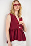Women's Buttoned Zero-Sleeve Blouse 994 - Burgundy - 2