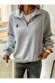 3 Thread Gray Shah at Logo Half-Zip Sweatshirt - Printed Oversize Stand Collar - 2