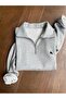 3 Thread Gray Horseman Half-Zip Sweatshirt - Printed Oversized Stand Collar - 2