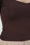 Women's Square Neck Slim Fit Blouse 986 - Brown - 3