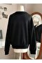 3 Thread Black Horseman Half-Zip Sweatshirt - Printed Oversize Stand Collar - 4