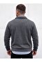 Smoked Basic Plain Half-Zip Sweatshirt - Oversized Stand-Up Collar - 2