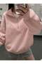 3 Thread Pink Peace Bow Pattern Half Zipper Sweatshirt - Printed Oversize Stand Collar - 5