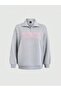 3 Thread Gray Florida Lettered Half-Zip Sweatshirt - Printed Oversized Stand Collar - 3