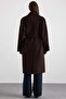 Shirt Collar Oversize Medium Length Coat Brown 3194 - 7