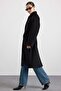 Shirt Collar Oversize Medium Length Coat Black 3194 - 6