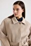 Shirt Collar Oversize Medium Length Coat Stone 3194 - 6
