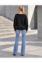 Women's Black Oversize Star Patterned Long Soft Textured Sweater Hzl28W-Wm3301 - 2
