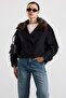 Removable Fur, Elastic Waist, Water Repellent Short Trench Coat Black 6909 - 4
