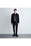 Men's Navy Blue Shirt Collar Sporty Stitched Buttoned Suede Jacket