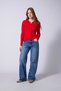 Polo Collar Zippered Terry Knit Sweater Red - 2
