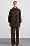 High Collar Snap Closure Casual Trench Coat Brown 6917 - 7