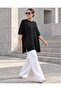 Women's Black Oversize Side Slit Long Soft Textured Knitwear Sweater Hzl28W-Wm3390