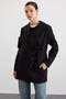 Baby Collar Lace-Up Closure Water-Repellent Trench Coat Black 6918