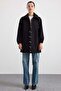 Stand Collar Snap Closure Casual Trench Coat Black 6917 - 5