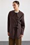 Baby Collar Lace-Up Closure Water-Repellent Trench Coat Brown 6918 - 5