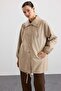 High Collar Snap Closure Casual Trench Coat Stone 6917