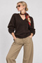 V-Neck Oversize Knitwear Sweater Lki̇0061 Brown