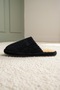 Men's Black Thick Corduroy Winter House Slippers 3 cm Byndtnh01 - 7