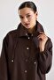 High Collar Snap Closure Casual Trench Coat Brown 6917 - 5