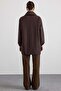 High Collar Snap Closure Casual Trench Coat Brown 6917 - 8