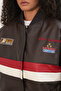 0698 Printed Faux Leather Bomber Jacket - Brown - 4