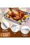 Roasting Pan with Rack and Handle (6 Pcs), Stainless Steel Roaster Pan Set, Deep Rectangular Lasagna - 6