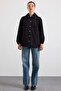 Stand Collar Snap Closure Casual Trench Coat Black 6917 - 3