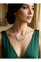 Handmade Steel Bird and Flower Motif Necklace – Saw-Cut Original Design Women's Necklace - 2