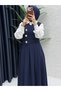 Women's Stylish Elegant Double Crepe Fabric Hijab Navy Blue Gilet - 2
