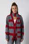 Women's Gray - Red Striped Soft Knitted Cardigan 7069 - 7