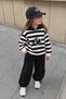 Heart Embroidered Oversize Girls' 2-Piece Tracksuit Set - Black - 2