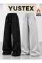 2 Pieces Women's Winter Black and Gray Sweatpants, Loose Fit, Oversize, Side Pockets, Soft Fabric, Winter
