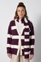Women's Burgundy - Ecru Striped Soft Knitted Cardigan 7069 - 7