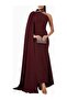 Sequin-Embellished Cape Gown Red Cape Sequined Evening Dress - 2